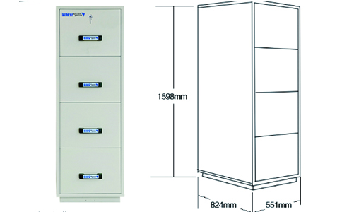 2小時(shí)4抽屜防火文件柜尺寸
